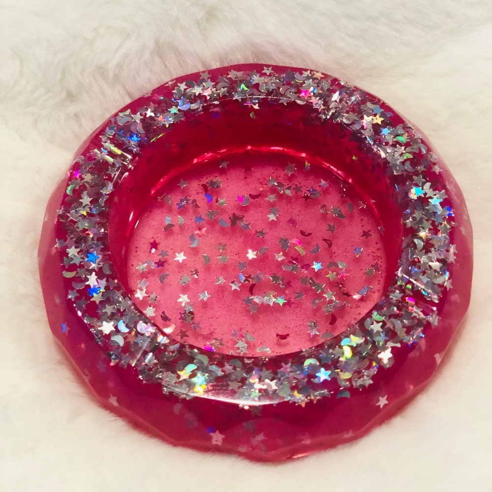 Resin/epoxy ashtray, candle holder